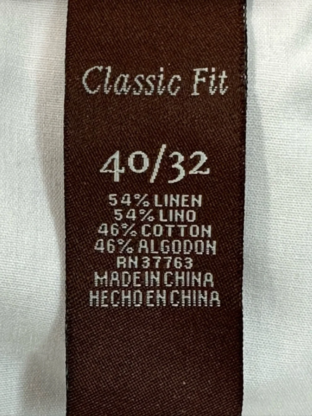 Perry Ellis Men's Linen Cotton Blend Classic Fit Pants 40/32 Natural Beige Flat